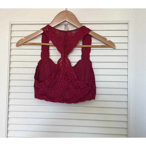 Free People Women's  Raspberry Galloon Racerback Bralette Bra Size S - Picture 6 of 6